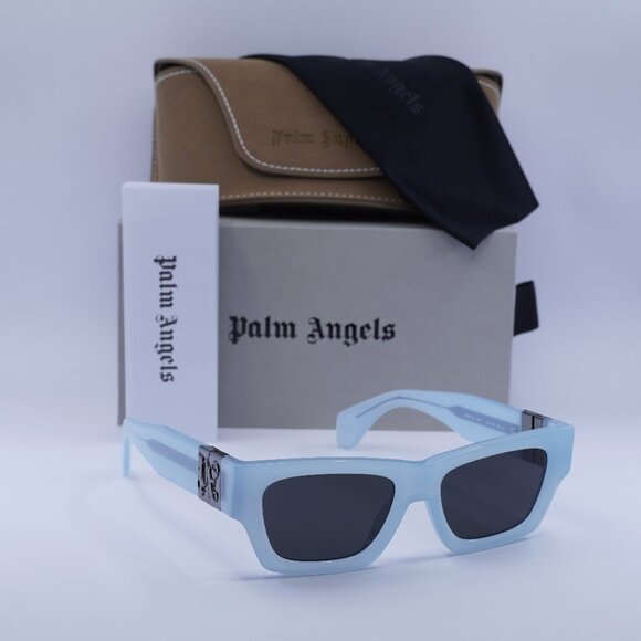 Palm Angels PERI10J MAGNOLIA 4007 Rectangle Sunglasses - Blue/Dark Grey - Picture 1 of 9